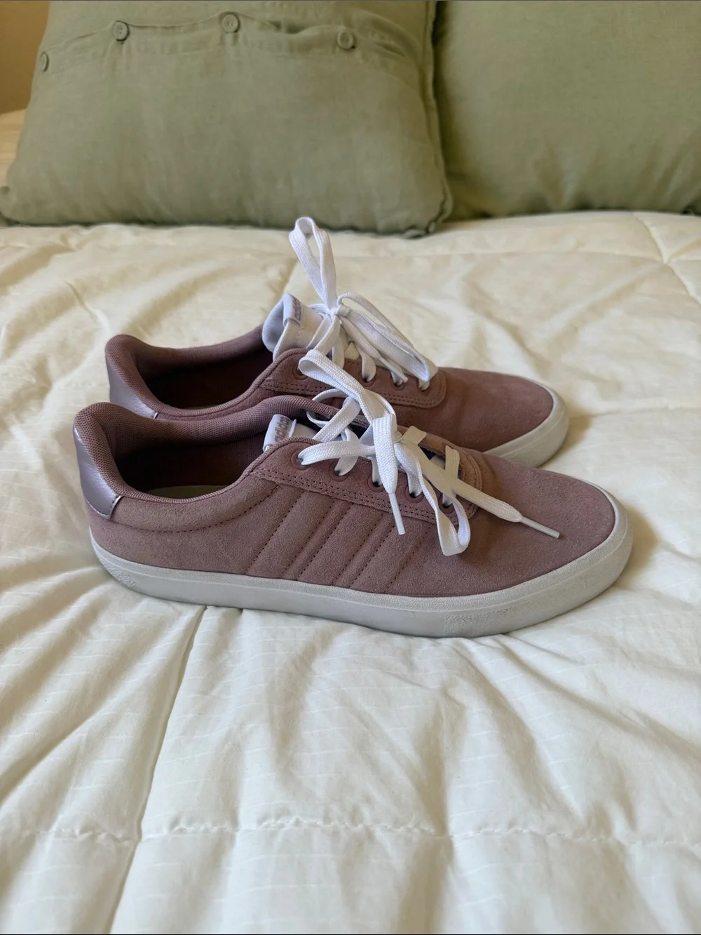 adidas Mauve Suede Low-Top Sneakers with White Laces